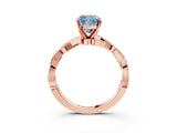 Rose gold Fancy Blue Cushion Cut Solitaire Twisted Pave Band with Four-Prong Setting_6