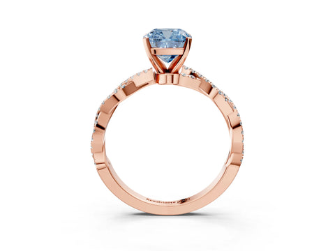 Rose gold Fancy Blue Cushion Cut Solitaire Twisted Pave Band with Four-Prong Setting_6