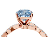 Rose gold Fancy Blue Cushion Cut Solitaire Twisted Pave Band with Four-Prong Setting_7