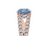 Rose gold Fancy Blue Cushion  Cut Split Shank Pave Diamond Engagement Ring with Four-Prong Setting_29