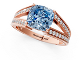 Rose gold Fancy Blue Cushion  Cut Split Shank Pave Diamond Ring with Four-Prong Setting_45