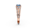 Rose gold Fancy Blue Cushion  Cut Split Shank Pave Diamond Ring with Four-Prong Setting_46