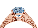 Rose gold Fancy Blue Cushion  Cut Split Shank Pave Diamond Ring with Four-Prong Setting_48