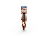 Rose gold Fancy Blue Cushion  Cut Three-Stone Channel Set Ring with Bar Prongs_44