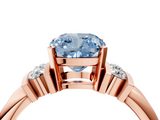Rose gold Fancy Blue Cushion  Cut Three-Stone Channel Set Ring with Bar Prongs_46