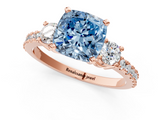 Rose gold Fancy Blue Cushion  Cut Three-Stone Diamond Pavé Band with Prong Setting_18