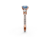 Rose gold Fancy Blue Cushion  Cut Three-Stone Diamond Pavé Band with Prong Setting_19