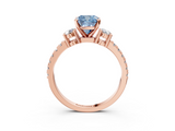 Rose gold Fancy Blue Cushion  Cut Three-Stone Diamond Pavé Band with Prong Setting_20