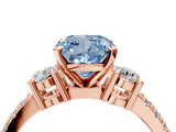 Rose gold Fancy Blue Cushion  Cut Three-Stone Diamond Pavé Band with Prong Setting_21