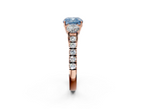 Rose gold Fancy Blue Cushion  Cut Three-Stone Diamond Pave Band with Prong Setting_34