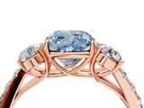 Rose gold Fancy Blue Cushion  Cut Three-Stone Diamond Pave Band with Prong Setting_36