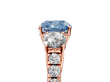 Rose gold Fancy Blue Cushion  Cut Three-Stone Diamond Pave Band with Prong Setting_37