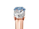 Rose gold Fancy Blue Cushion Cut Three-Stone Diamond Ring with Prong Setting on a Classic Band_17