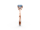 Rose gold Fancy Blue Cushion  Cut Three-Stone Solitaire Ring with Round Accent Diamonds and Four-Prong Setting_22