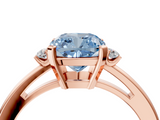 Rose gold Fancy Blue Cushion  Cut Three-Stone Solitaire Ring with Round Accent Diamonds and Four-Prong Setting_24