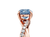 Rose gold Fancy Blue Cushion  Cut Twist Band Solitaire Diamond Ring with Pavé Setting_8