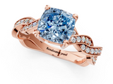 Rose gold Fancy Blue Cushion  Cut Twisted Pavé Band Solitaire Ring with Four-Prong Setting_55
