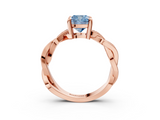 Rose gold Fancy Blue Cushion  Cut Twisted Pavé Band Solitaire Ring with Four-Prong Setting_57