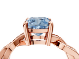 Rose gold Fancy Blue Cushion  Cut Twisted Pavé Band Solitaire Ring with Four-Prong Setting_58