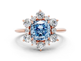 Rose gold Fancy Blue Cushion  Diamond Cluster Halo Ring with Solitaire Band and Four-Prong Setting_20