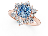 Rose gold Fancy Blue Cushion  Diamond Cluster Halo Ring with Solitaire Band and Four-Prong Setting_21