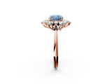 Rose gold Fancy Blue Cushion  Diamond Cluster Halo Ring with Solitaire Band and Four-Prong Setting_22