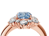 Rose gold Fancy Blue Cushion  Diamond Cluster Halo Ring with Solitaire Band and Four-Prong Setting_24