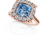 Rose gold Fancy Blue Cushion  Diamond Cluster Halo Solitaire with Four-Prong Setting_94