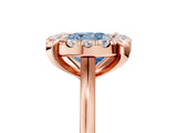 Rose gold Fancy Blue Cushion  Diamond Cluster Halo Solitaire with Four-Prong Setting_98