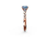 Rose gold Fancy Blue Cushion  Diamond Cluster Prong-Set Solitaire Ring_40