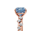 Rose gold Fancy Blue Cushion  Diamond Cluster Prong-Set Solitaire Ring_43
