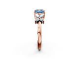 Rose gold Fancy Blue Cushion  Diamond Floral Cluster Ring with Solitaire Band and Prong Setting_53