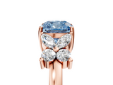 Rose gold Fancy Blue Cushion  Diamond Floral Cluster Ring with Solitaire Band and Prong Setting_56