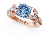 Rose gold Fancy Blue Cushion  Diamond Floral Vine Solitaire Engagement Ring_4