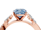Rose gold Fancy Blue Cushion  Diamond Floral Vine Solitaire Engagement Ring_7