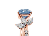 Rose gold Fancy Blue Cushion  Diamond Floral Vine Solitaire Engagement Ring_8