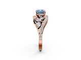Rose gold Fancy Blue Cushion  Diamond Halo Ring with Marquise and Pavé Band in Prong Setting_74