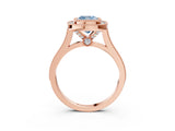 Rose gold Fancy Blue Cushion  Diamond Halo Ring with Milgrain Frame and Pavé Band 3