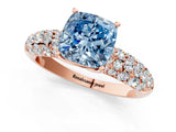 Rose gold Fancy Blue Cushion  Diamond Pavé Band Solitaire Ring with Four-Prong Setting_50