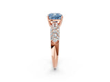 Rose gold Fancy Blue Cushion  Diamond Pavé Band Solitaire Ring with Four-Prong Setting_51