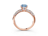 Rose gold Fancy Blue Cushion  Diamond Pavé Band Solitaire Ring with Four-Prong Setting_52