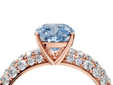 Rose gold Fancy Blue Cushion  Diamond Pavé Band Solitaire Ring with Four-Prong Setting_53