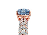 Rose gold Fancy Blue Cushion  Diamond Pavé Band Solitaire Ring with Four-Prong Setting_54