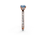 Rose gold Fancy Blue Cushion  Diamond Pavé Band Solitaire with Four-Prong Setting_187