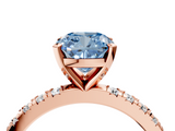 Rose gold Fancy Blue Cushion  Diamond Pavé Band Solitaire with Four-Prong Setting_189