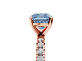 Rose gold Fancy Blue Cushion  Diamond Pavé Band Solitaire with Four-Prong Setting_190