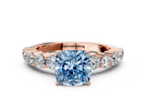 Rose gold Fancy Blue Cushion  Diamond Pavé Band Solitaire with Four-Prong Setting_3