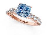 Rose gold Fancy Blue Cushion  Diamond Pavé Band Solitaire with Four-Prong Setting_4