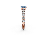 Rose gold Fancy Blue Cushion  Diamond Pavé Band Solitaire with Four-Prong Setting_5