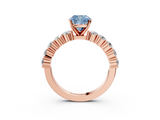 Rose gold Fancy Blue Cushion  Diamond Pavé Band Solitaire with Four-Prong Setting_6